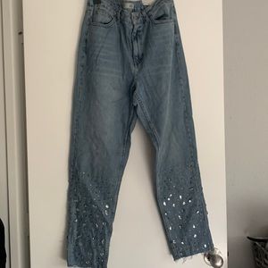 topshop mom jeans with embellishments